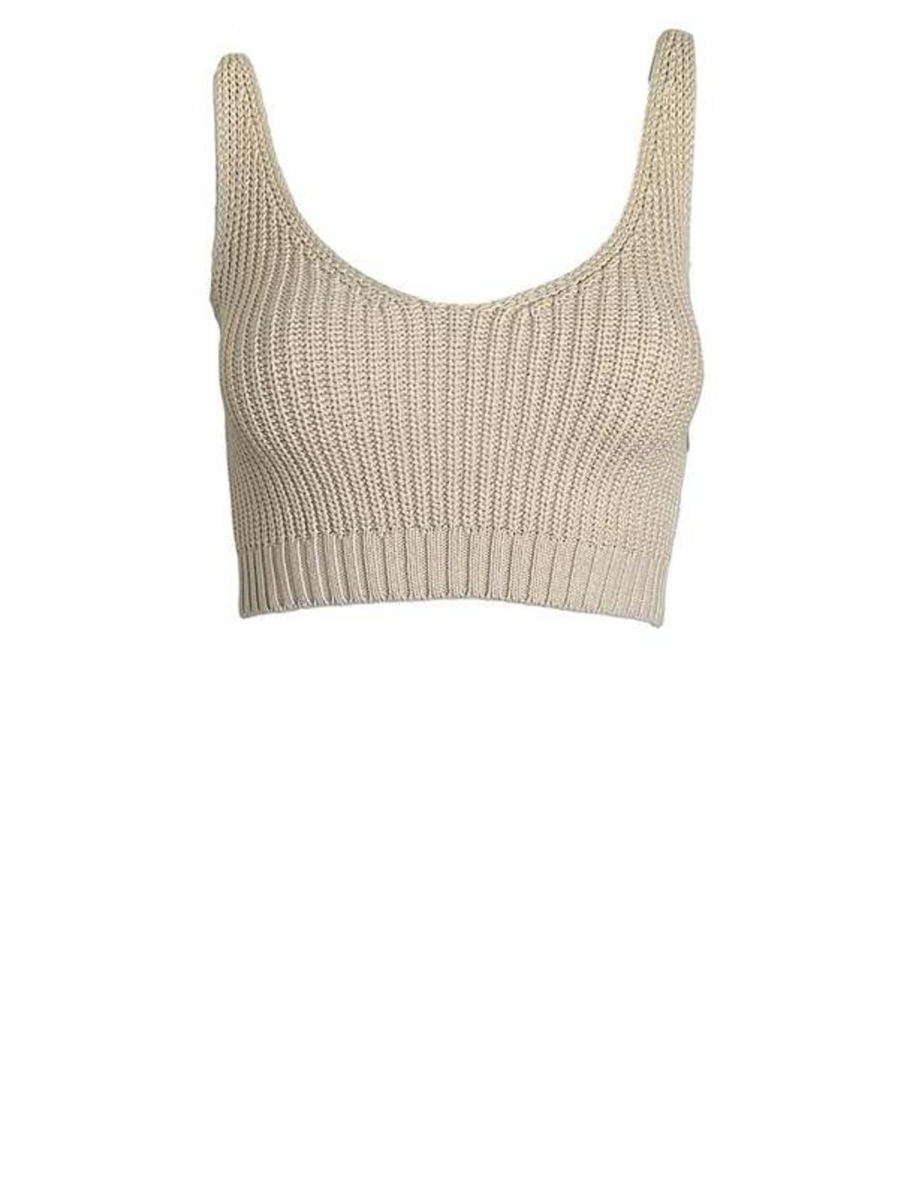 A.L.C. Ribbed Knit Scoop Crop Tank Top - Cream